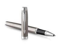 PARKER IM Rollerball Pen | Stainless Steel with Chrome Trim | Fine Point with Black Ink Refill | Gift Box