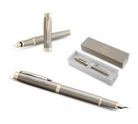 PARKER IM The Finishing Touch Collection Fountain Pen with Personalised Engraving - Personalised Writing Instrument as a Stylish Gift for Birthday, Wedding or Business (Sandstone)