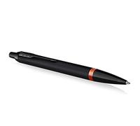 Parker IM Vibrant Rings Ballpoint Pen | Satin Black Lacquer with Flame Orange Accents | Medium Point with Blue Ink Refill | Gift Box