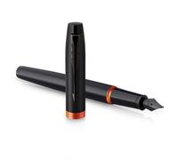 PARKER IM Vibrant Rings Fountain Pen | Satin Black Lacquer with Flame