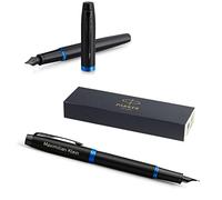 PARKER IM Vibrant Rings Fountain Pen with Engraving | Premium Pen | Gift Box | Blue Pantrone | Elegant | Personalised Gift | Name | Engraved | Anniversary | Birthday (Blue)