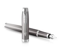 Parker IM Writing Rituals Fountain Pen, Grey Finish with Gradient, Chrome Trims, Medium Nib, Blue Ink, Gift Box