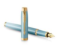 Parker IM Writing Rituals Fountain Pen, Turquoise Green Finish with Gradient, Gold Trims, Fine Nib, Blue Ink, Gift Box