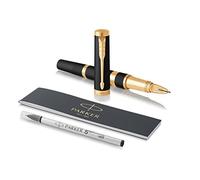 Parker Ingenuity 5th Technology Pen, Medium Point with Black Ink Refill 1931441 - Large Black Rubber and Metal with Gold Trim