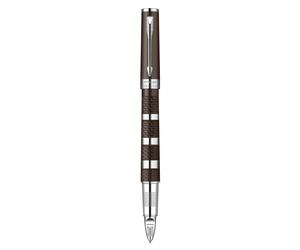 Parker Ingenuity Large Brown Rubber and Metal Chrome Trim Medium Nib 5th Technology Pen - Gift Boxed