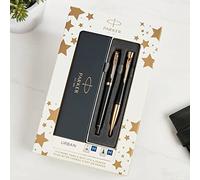 Parker Jotter Ballpoint & Fountain Pen Gift Set - Personalised Ballpoint Fountain Muted Black with Gold Trim - Gift for him, CEO, executives