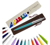 Parker Jotter Ballpoint Pen Handwriting Pens & Stationery Supplies - Ideal for Birthdays/Anniversaries Can be Engraved! (With Engraving, Caribbean Blue, Carded Gift Box (Eco-Friendly))