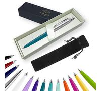 Parker Jotter Ballpoint Pen Handwriting Pens & Stationery Supplies - Ideal for Birthdays/Anniversaries Can be Engraved! (With Engraving, Peacock Blue, Ribbon Gift Box)