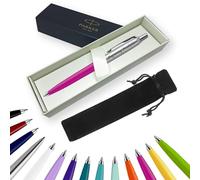 Parker Jotter Ballpoint Pen Handwriting Pens & Stationery Supplies - Ideal for Birthdays/Anniversaries Can be Engraved! (With Engraving, Magenta, Ribbon Gift Box)