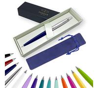 Parker Jotter Ballpoint Pen Handwriting Pens & Stationery Supplies - Ideal for Birthdays/Anniversaries Can be Engraved! (Without Engraving, Navy Blue, Ribbon Gift Box)