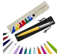 Parker Jotter Ballpoint Pen Handwriting Pens with Carded Case - Ideal for Birthday/Anniversary Can be Engraved! (Without Engraving, Yellow, Carded Gift Box (Eco-Friendly))