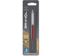 Parker Jotter Ballpoint Pen: Kensington Red with Chrome Trim | Medium Blue Ink