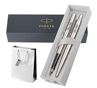 Parker Jotter Ballpoint Pen or Set, Personalised Engraved Gift Boxed In a Gift Bag - Enter Your Custom Text (Jotter Steel Fountain Pen Set)