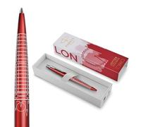 Parker Jotter Ballpoint Pen | Special Edition | London Red with Chrome Trim | Medium Point | Blue Ink | Gift Box