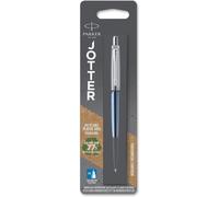 2 x Parker Jotter Ballpoint Pen Waterloo Blue/Chrome Barrel & Ink New 1953245