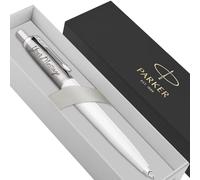 Parker Jotter Ballpoint personalised parker pen engraved In Classy Gift Box Ideal Valentine's day, Fathers Day or Birthday Gift Perfect For Men & Women Engraved Pen With Laser Engraving (White)