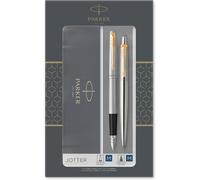 Parker Jotter Duo Gift Set with Ballpoint Pen & Fountain Pen | Stainless Steel