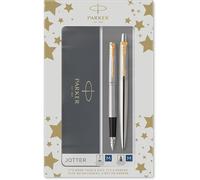 Parker Jotter Duo Gift Set with Ballpoint Pen & Fountain Pen | Stainless Steel