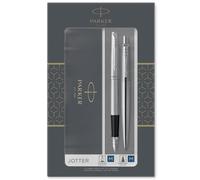 Parker Jotter Duo Gift Set with Ballpoint Pen & Fountain Pen Stainless Steel w
