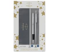 Parker Jotter Duo Gift Set with Ballpoint Pen & Fountain Pen Stainless Steel w