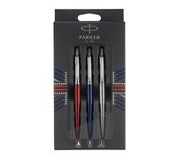 Parker Jotter London Trio Discovery Pack, Red Kensington Gel Pen, Royal Blue Ballpoint Pen and Stainless Steel Mechanical Pencil
