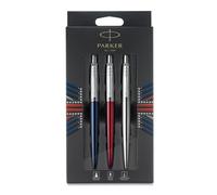 Parker Jotter London Trio Discovery Pack, Red Kensington Gel Pen, Royal Blue Ballpoint Pen and Stainless Steel Mechanical Pencil