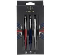 Parker Jotter London Trio Discovery Pack, Red Kensington Gel Pen, Royal Blue Ballpoint Pen and Stainless Steel Mechanical Pencil