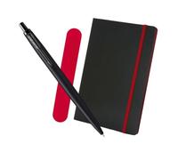 Parker Jotter Monochrome XL Matte Black Ballpoint Pen + A5 Deluxe Notebook + Red Velvet Pen Case - Writing Gift Set