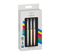 Parker Jotter Originals Ballpoint Pen Pastel Collection | Blue, Yellow & Pink 50s Finishes | Medium Point | Blue Ink | 3 Count