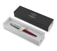 PARKER Jotter Premium Stainless Steel Ballpoint Pen - Kensington Red Lacquer - Medium Point Black Ink - Gift Boxed