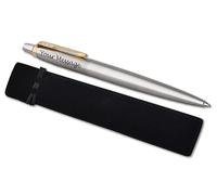Parker Jotter Stainless Steel personalised parker pen engraved In Classy Gift Bag Ideal Anniversary, Valentine's day or Fathers Day Gift Perfect For Men & Women With Laser Engraving (Silver & Gold)