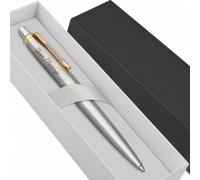 Parker Jotter Stainless Steel personalised parker pen engraved In Classy Gift Box Ideal Valentine's day, Birthday or Mothers Day Gift Perfect For Men & Women With Laser Engraving (Silver & Gold)