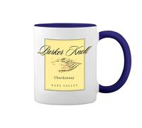 Parker Knoll Chardonnay Napa Valley Parent Trap Wine New Trend Fun Lustig White Coffee Mug with Blue Rim & Handle