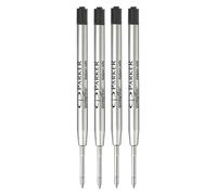 Parker Metal Ballpoint Pen Refills | Medium Point 0.7mm | Black QUINKflow Ink | Pack of 4