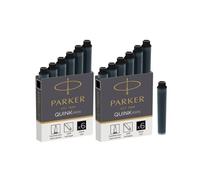 Parker Mini Fountain Pen Ink Refill Cartridges | Black QUINK Ink | 2 Packs of 6 Count