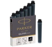 Parker Mini Fountain Pen Ink Refill Cartridges | Black QUINK Ink | 6 Count