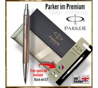 Parker IM Premium Retractable Ballpoint Pen - Medium - Blue Ink - Brown Shadow