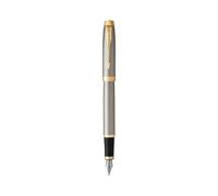 Parker Premium Durable Compact IM Core Brushed Metal Gold Trim Fountain Pen