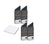 Parker Quink Fountain Pen Ink Cartridges 10 pcs Blue,10 pcs Black + Cloth