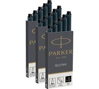 Parker Quink Fountain Pen Ink Cartridges - Long Size - Pack of 15 - Black