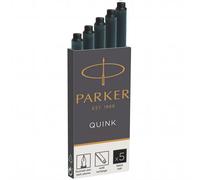 Parker Fountain Pen Ink Refill Cartridges | Long | Black QUINK Ink | 5 Count