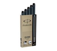 Parker Quink Ink Cartridges Permanent - Black (Blister Pack of 5)