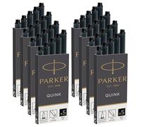 Parker Quink Long Black Ink Cartridges | Fountain Pen Refills | Pack of 40