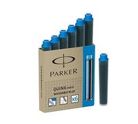 Parker QUINK Mini Fountain Pen Ink Refill Cartridges, Blue, 6 Count