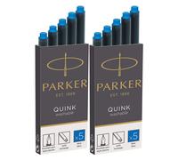 Parker Quink Washable Ink Fountain Pen Refill Cartridges 10 Blue Ink Refills (3016031PP) (10 Cartridges Blue)