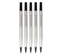 Parker Rollerball Pen Original Quink Ink Refills - 0.5mm Fine Point - Black Ink - Pack of 5