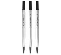 Parker Rollerball Pen Original Quink Ink Refills - 0.7mm Medium Point - Black Ink - Pack of 3