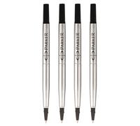 Parker Rollerball Pen Quink Ink Refills - 0.5mm Fine Point - Black Ink ? Pack of 4