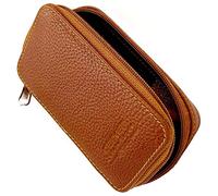 Parker Safety Razor Genuine Leather Double Edge Safety Razor Zippered Travel Case With Compartment For Blades Too - From Saddle Brown