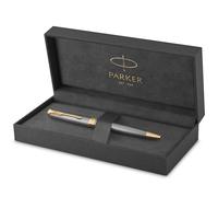 Parker Sonnet Ballpoint Pen | Chiselled Silver with Gold Trim | Medium Point Black Ink | Gift Box